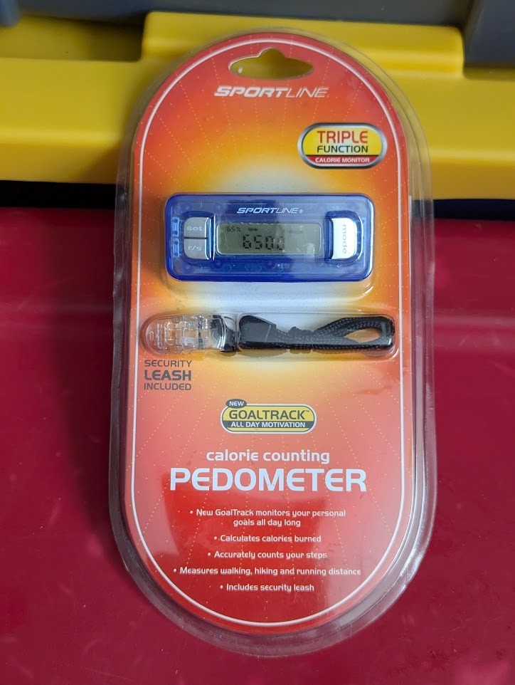 Sportline Calorie Counting Pedometer Triple Function Security Leash New in Pkg.