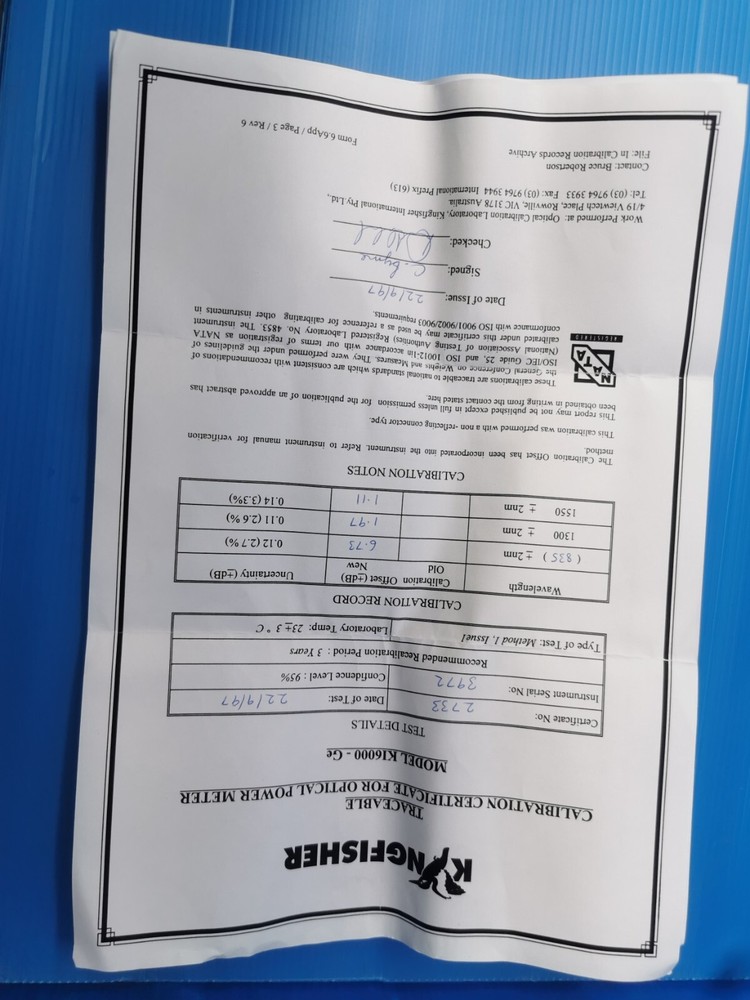 Kingfisher ki8000 Light Source and optical power meter
