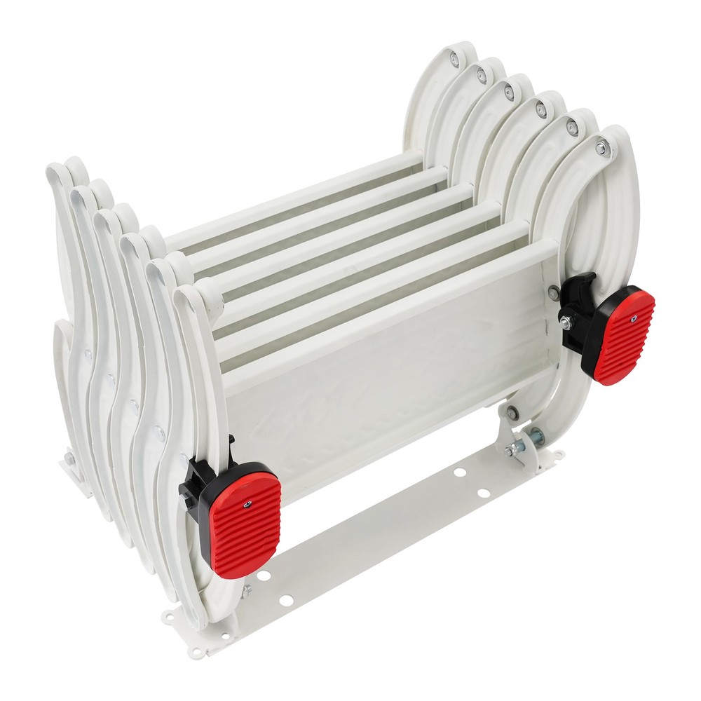 Wall Mounted Folding Ladder,White Step Ladders,6-Steps Retractable Folding Stair