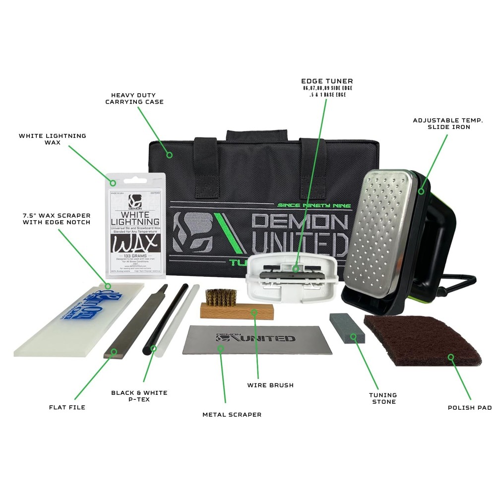 Demon Complete Basic Ski/Snowboard Tune Kit w/ Wax - 13 Pc. w/ Case