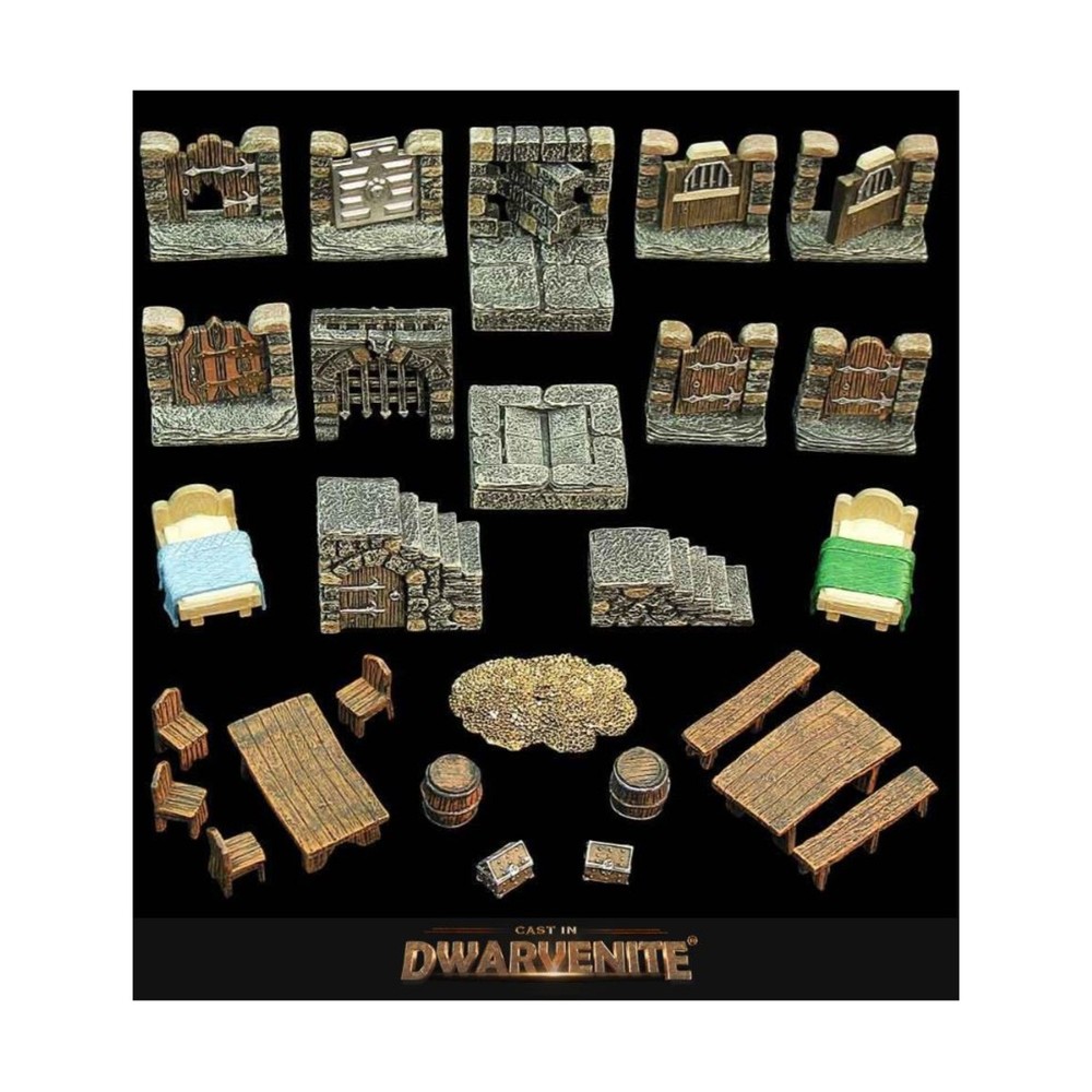 Dwarven Forge Dwarvenite Painted Dungeon Dressing Pack New