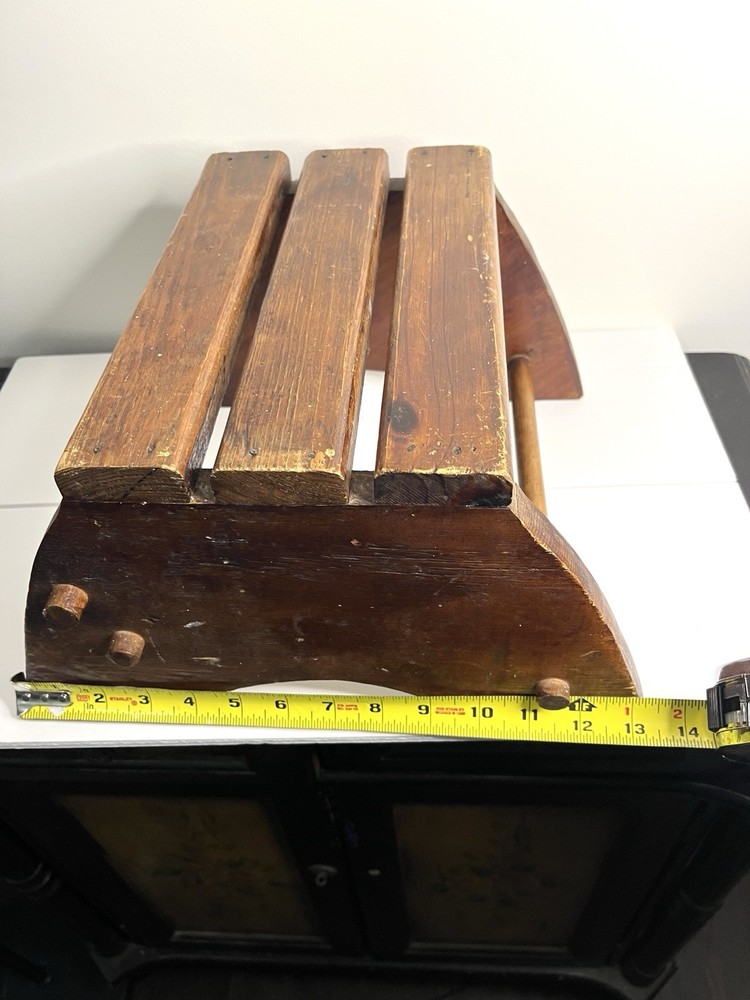 Vintage Handcrafted Oak Wood Step Stool Primitive Distressed Solid Foot Bench