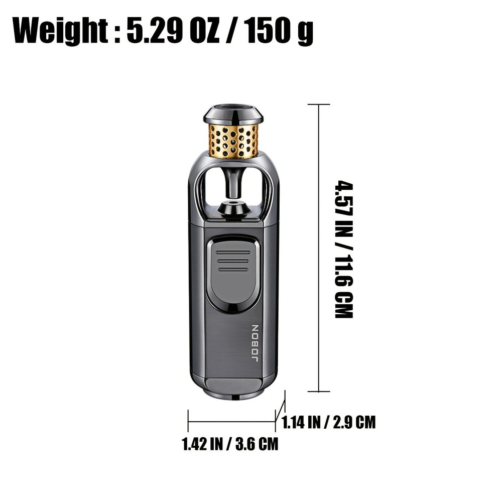 Metal Torch Lighter-Refillable Butane Jet Adjustable Blue Flame Lighter