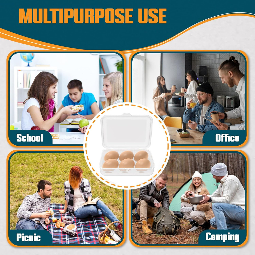 Egg Holder Camping, 1Pcs 6 Grid Egg Container, Plastic Egg Carrier for Camping P