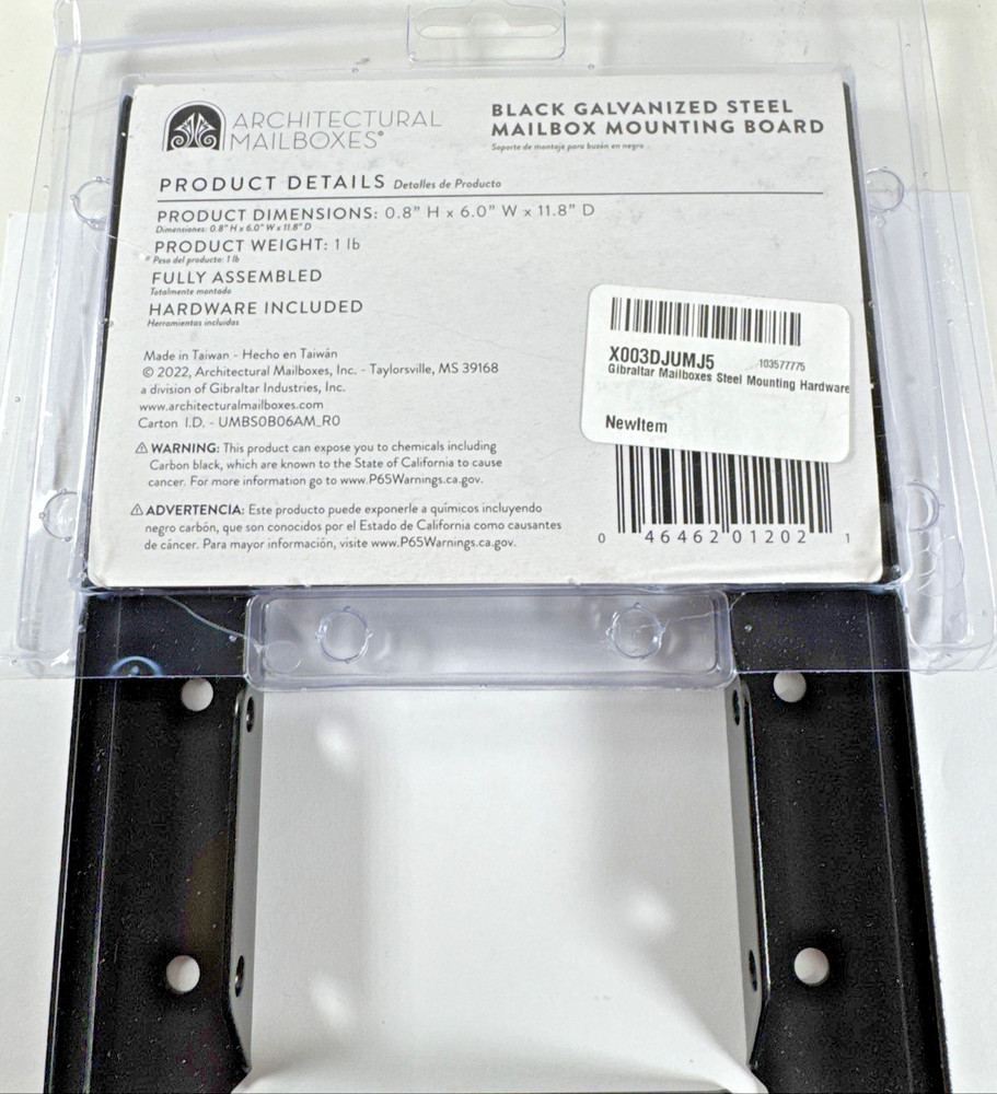 NEW Architectural Mailboxes #UMBS0B06AM Mounting Board Steel Accessory Black