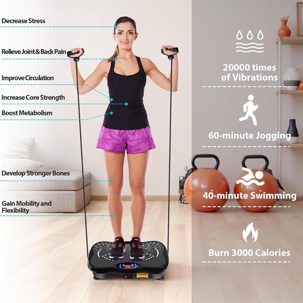 Whole Body Vibration Platform Machine with Remote & Loop Bands Home Gym