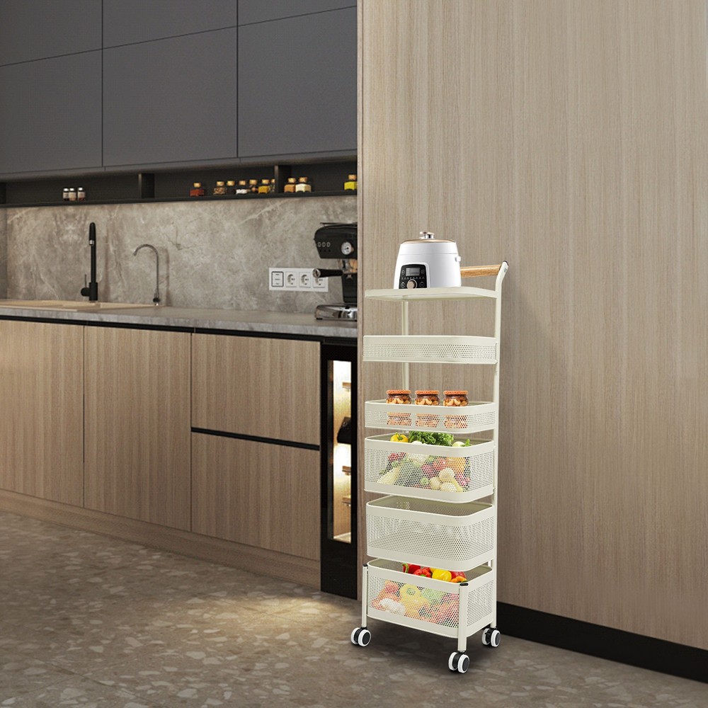 6 Tier Vegetable Rotating Basket Rack Fruit Snack Storage Kitchen Organizer