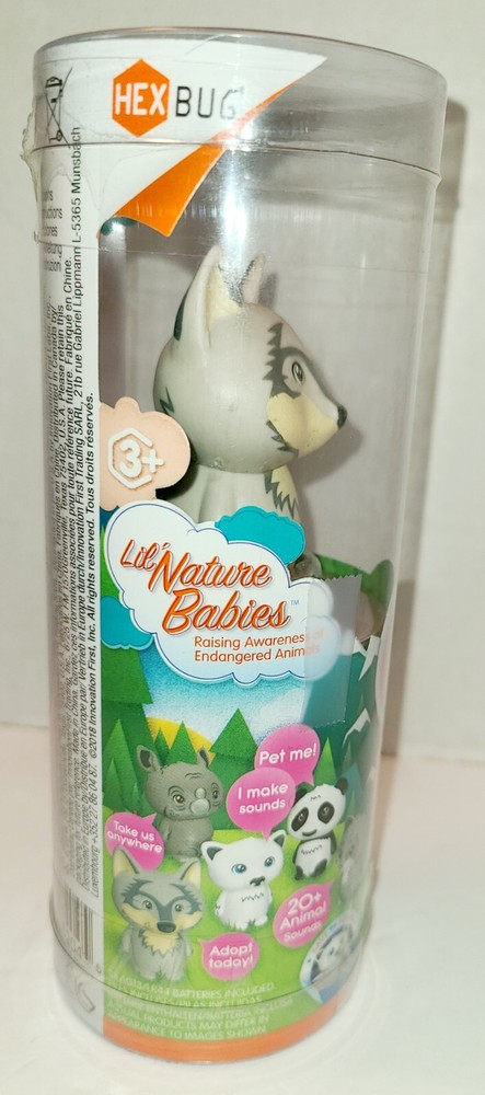 Hexbug Lil' Nature Babies Gray Wolf Waya with Keychain Attachment Interactive