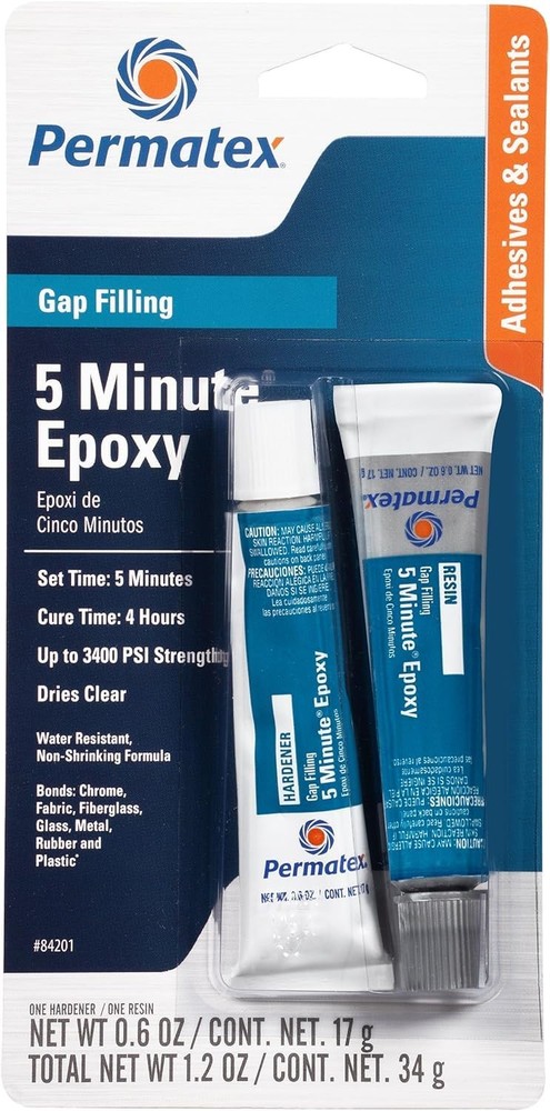 Permatex 84201 PermaPoxy 5 Minute General Purpose Epoxy, 1.2 Ounce, As Shown