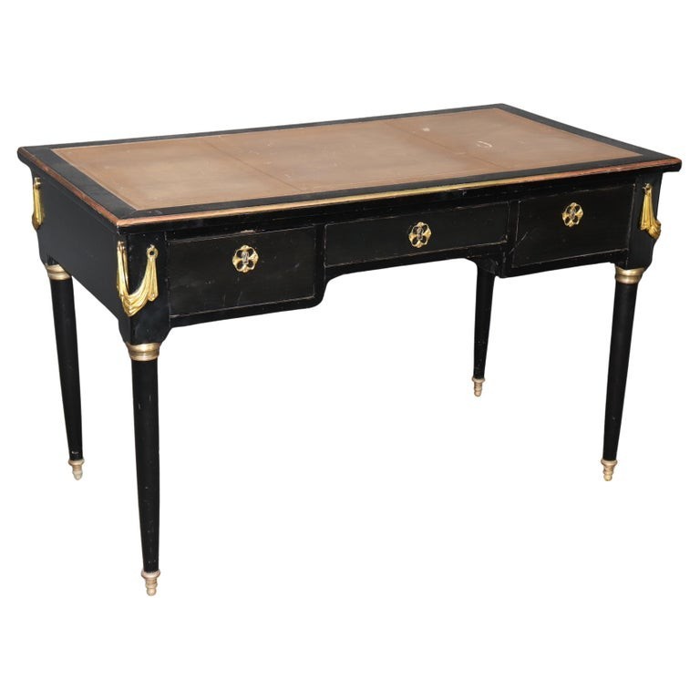 Maison Jansen Attributed Ebonized Leather Top Louis XVI Writing Desk