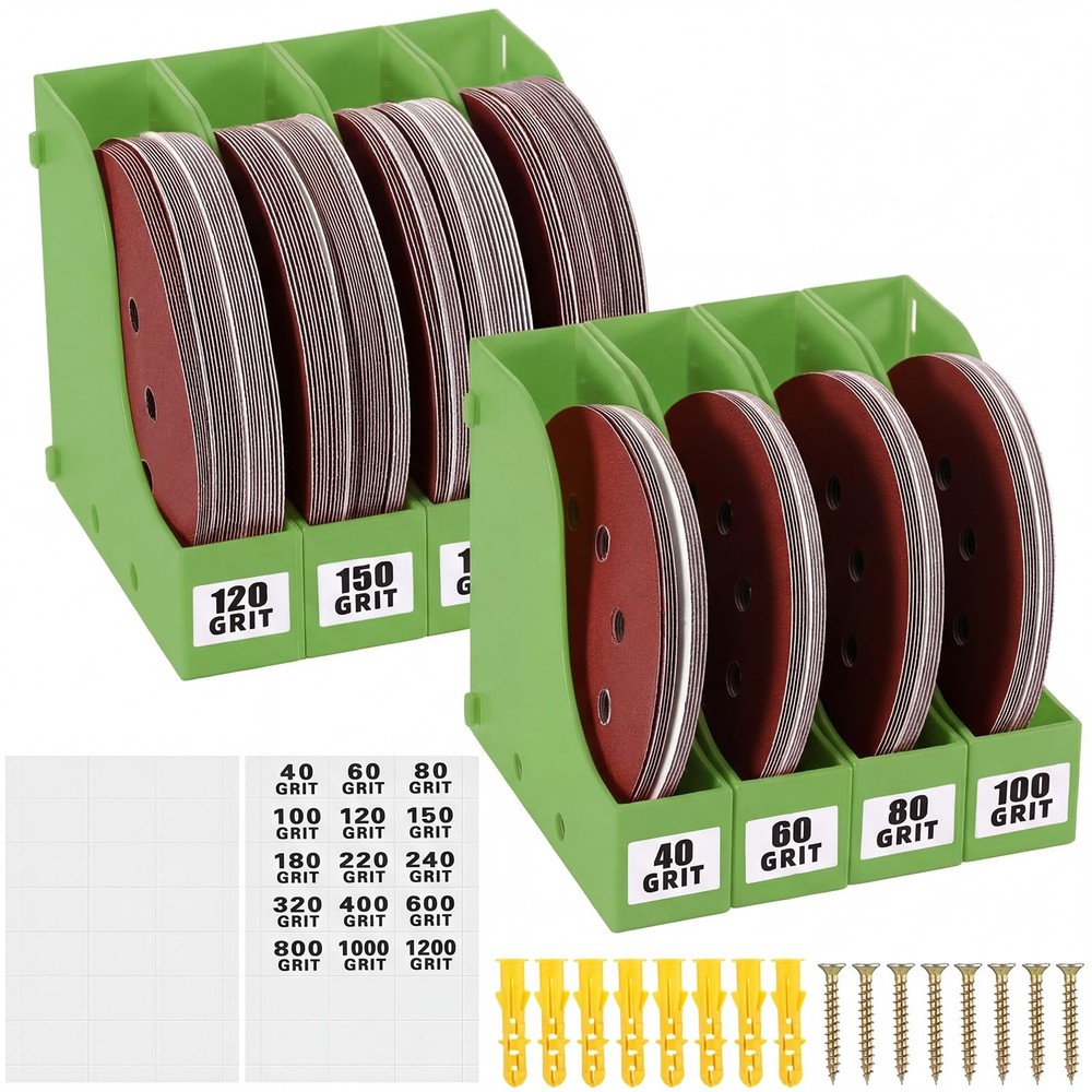 8 Pack Sandpaper Storage Organizer Boxes 5 Inch Sanding Discs Tool Storage Se...