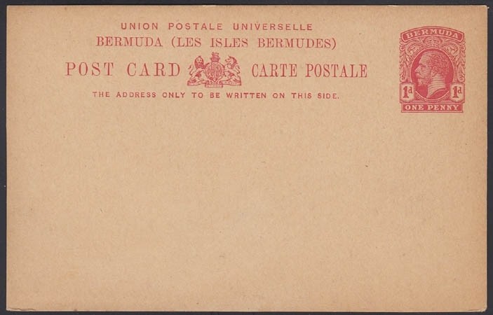 BERMUDA, 1912. Post Card  H&G 15, Mint