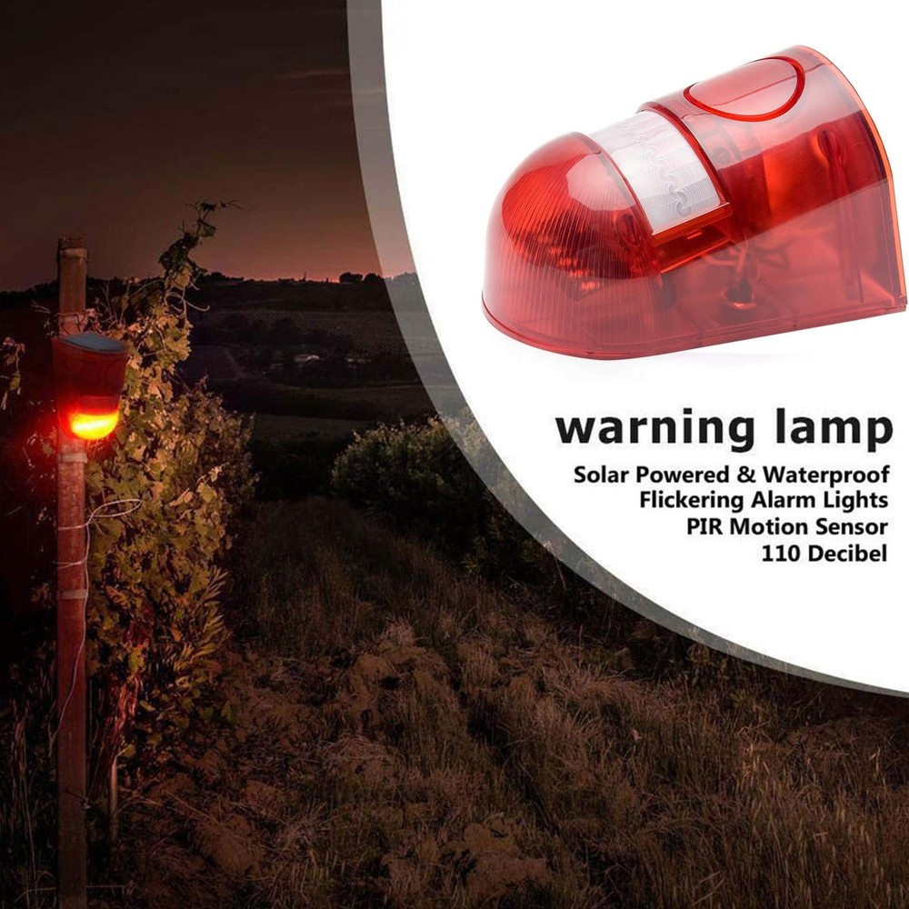Solar Security Light Alarm,2Pack IP65 Waterproof PIR LED Motion Sensor Flashi...