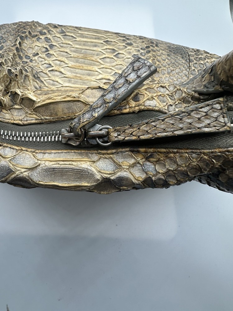 ADRIANA CASTRO PYTHON SNAKESKIN HOBO TOTE SHOULDER HANDBAG