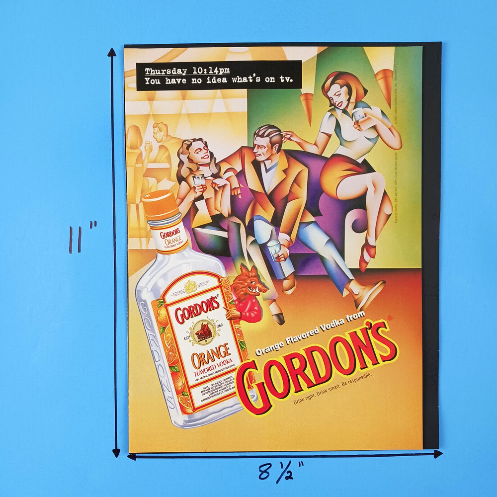 1998 Gordon's Orange Flavoured Vodka Print Advertisement