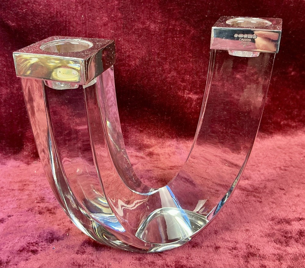 An Exquisite Hallmarked Silver & Crystal Candleabrum Candlestick. Sheffield 2005