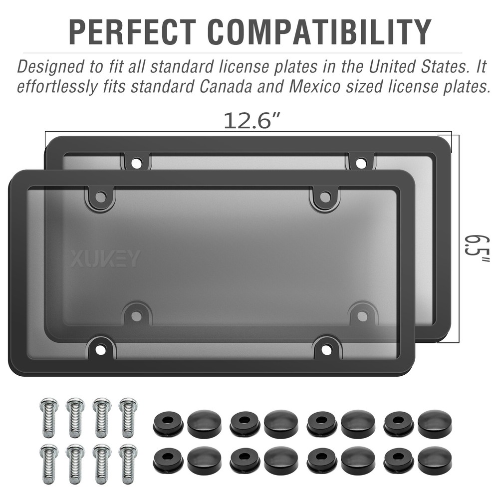 2X Unbreakable License Plate Covers +Frames Auto Tag Shield Protector Front+Rear