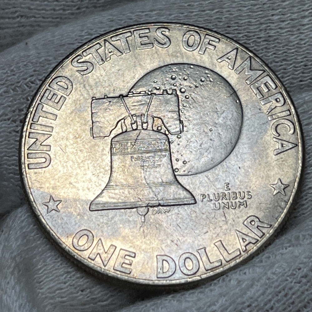 1776-1976 P Eisenhower Dollar Errors Type 1 Die Crack Errors Rainbow Toning UC