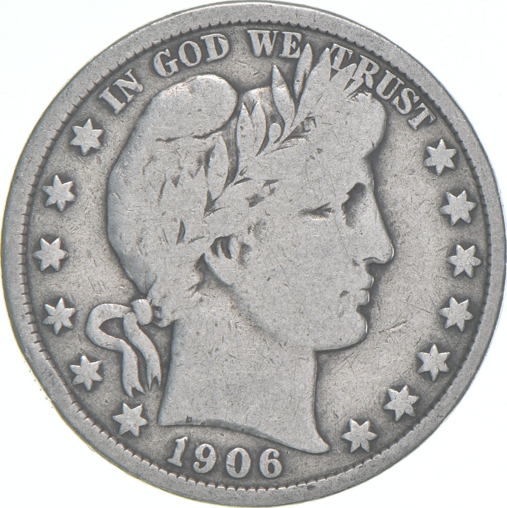 1906 Barber Half Dollar Average Circ 90% Silver