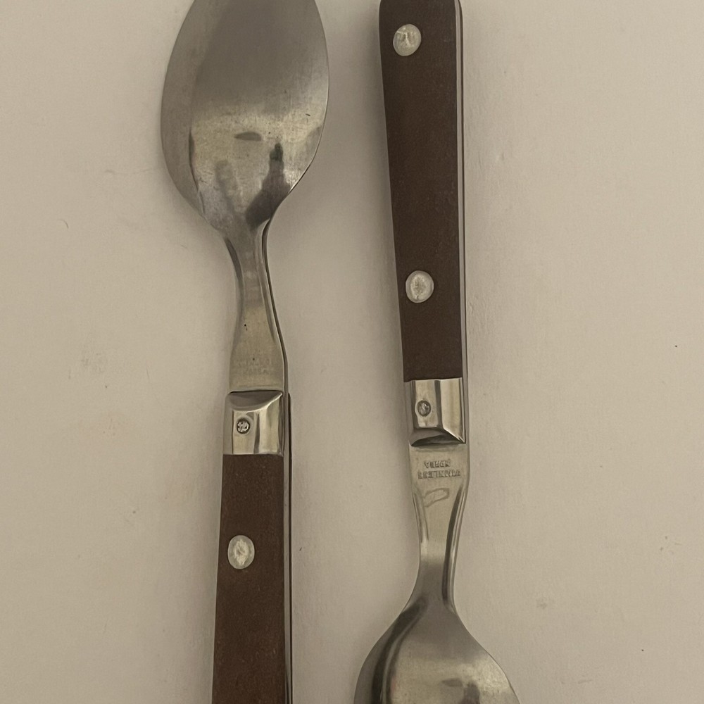 2 Tsps Washington Forge? Mardi Gras Stainless Brown Plastic Riveted Handle Korea
