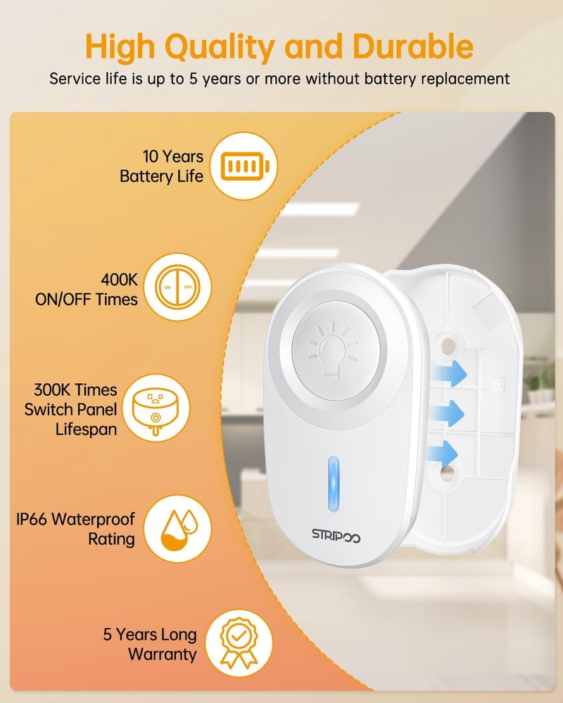 Wireless Garbage Disposal Switch Kit Detachable Wall Mounted Remote Control O...