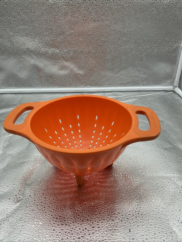 Vintage KitchenAid Strainer Colander Orange Footed Deep Two Handled