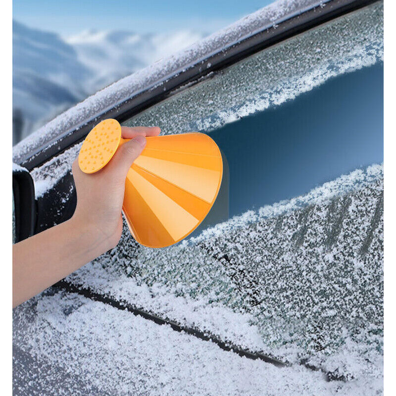 Magical Car Windshield Ice Snow Remover Scraper Tool Round Funnel Cone Yellow