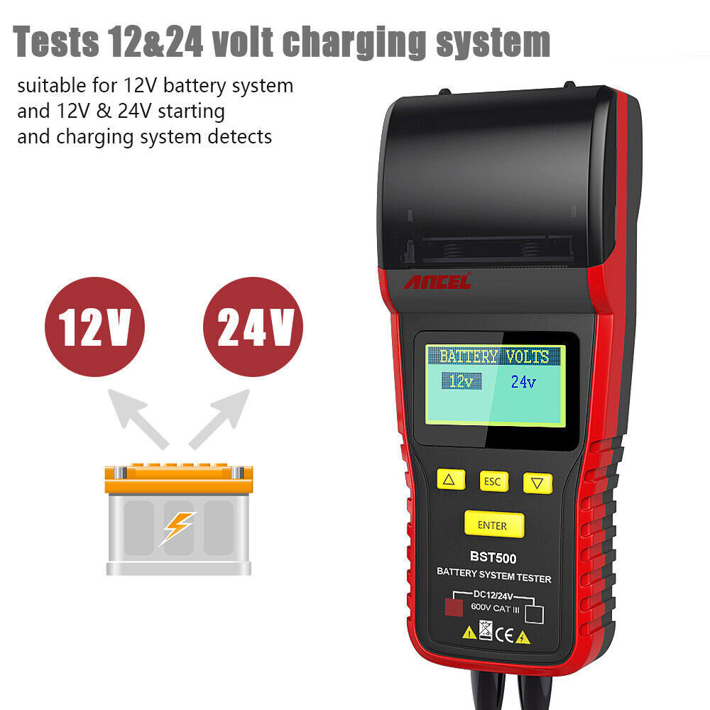 ANCEL BST500 Car Battery Tester Cranking Charging System Analyzer with Printer