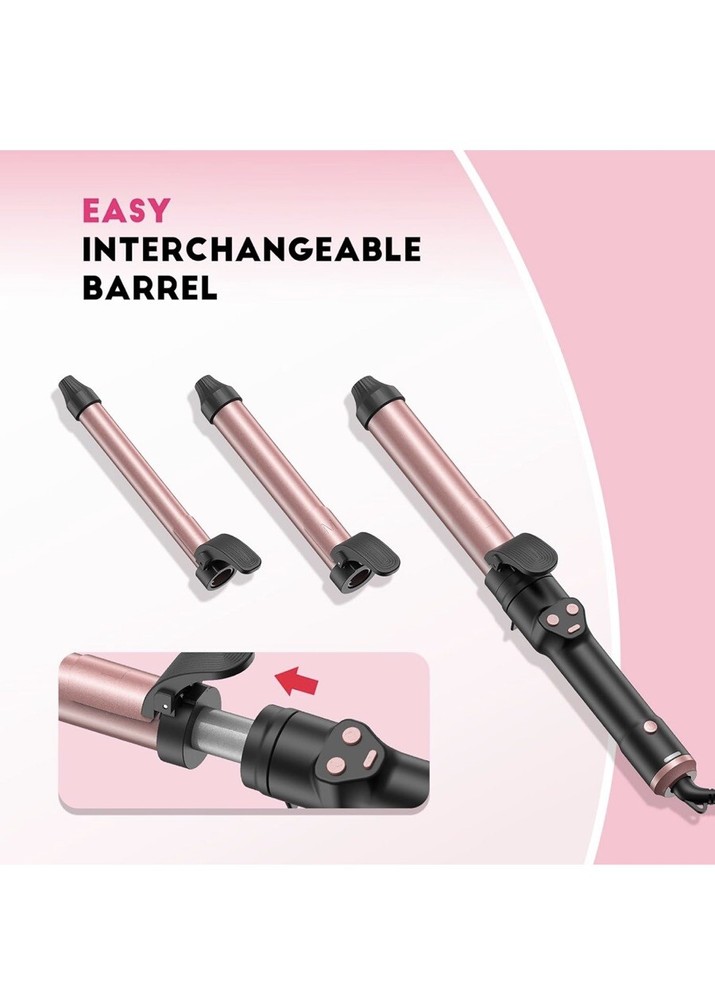 3 In 1 Automatic Curling Iron Ceramic Coated Replaceable Heating Barrels Sizes