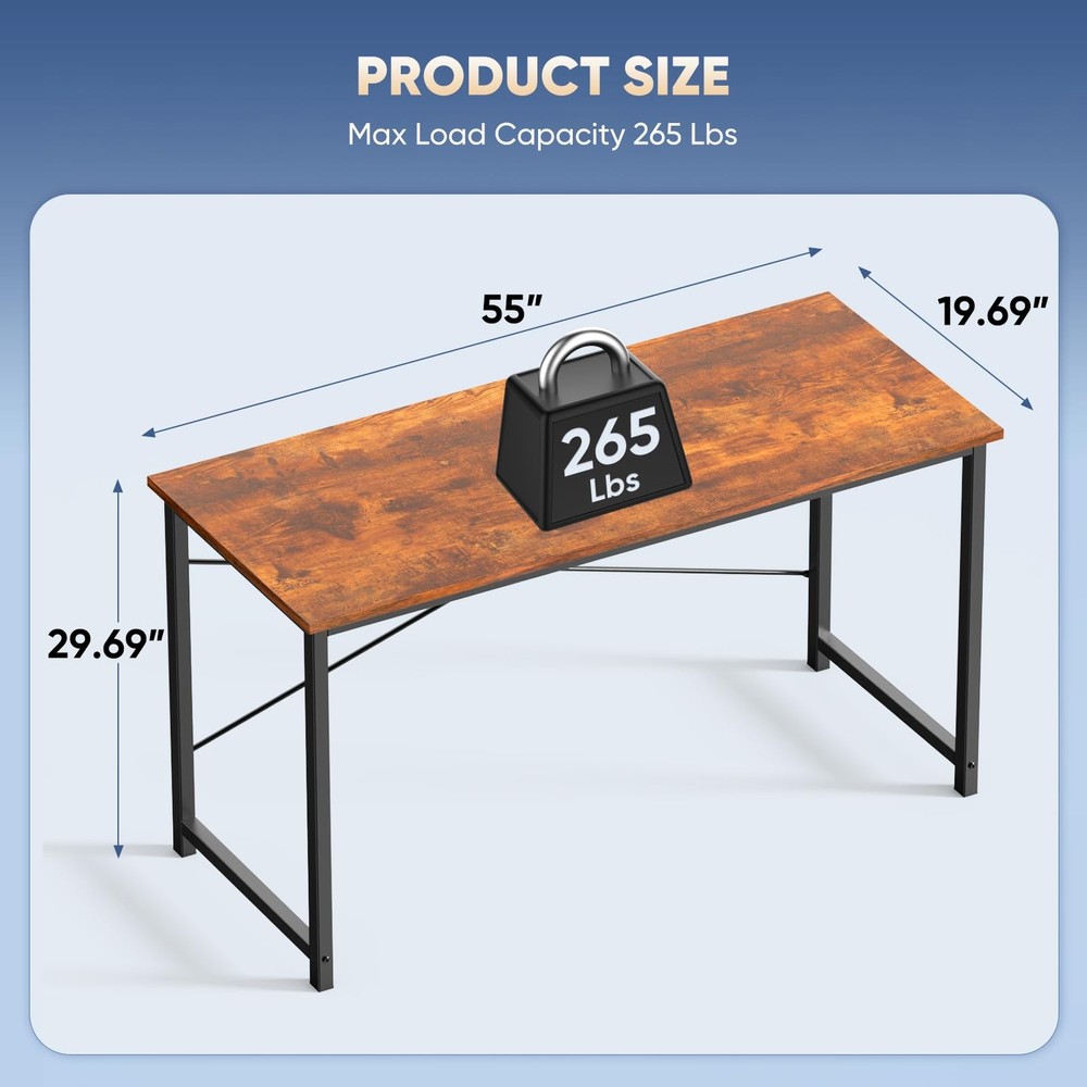 55 Inch Computer Office Desk Writing Gaming Study Work Large Desks for Bedroo...
