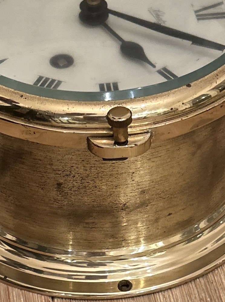 VINTAGE SCHATZ GERMAN SHIP’S BELL CLOCK MARITIME (Missing Key)