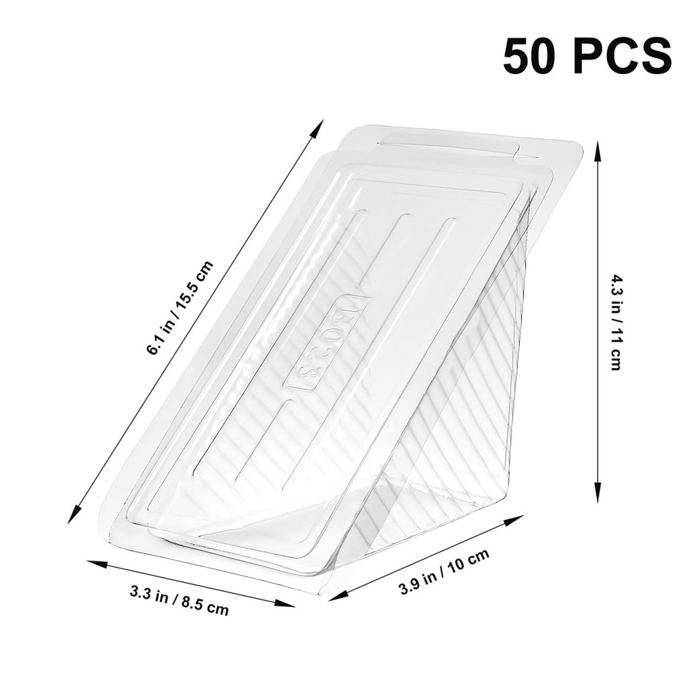 Sandwich Packaging Box Clear Plastic Triangle Disposable Sandwich Container w...