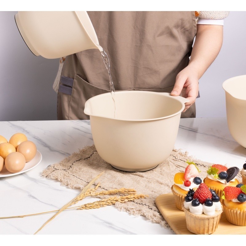 3 Piece Mixing Bowls Set Non Slip Base Stackable Kitchen Prep Durable Recycled