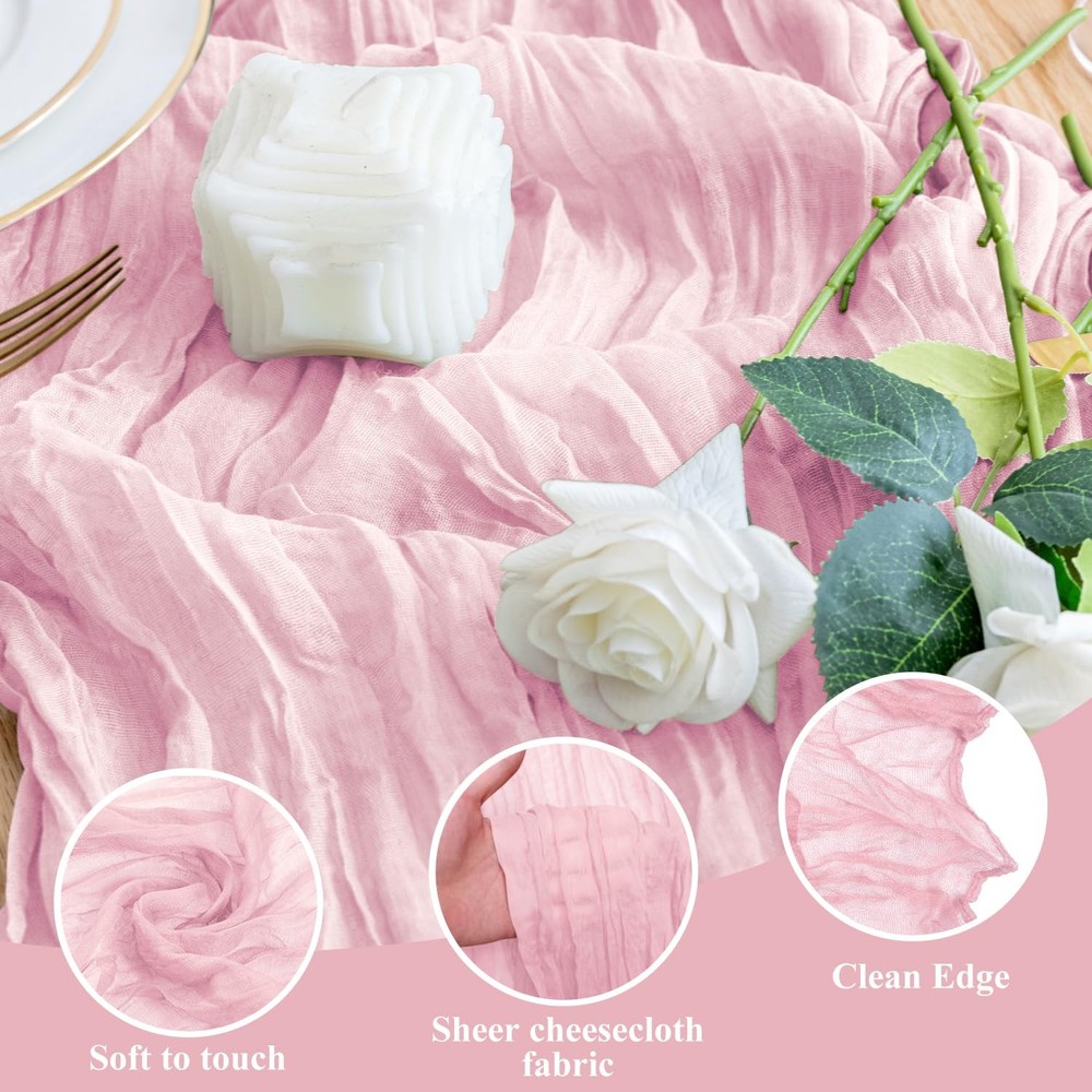 12Pack Pink Cheesecloth Table Runner 10FT Boho Gauze Spring Easter Cheese Clo...