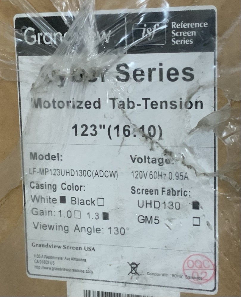 Grandview 123" Motorized Projector Screen UHD130 16:10