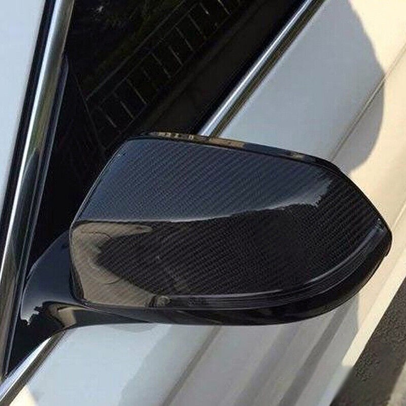 Pair For BMW E60 E61 E63 E64 2008-2010 Carbon Fiber Black Side Mirror Cover Caps