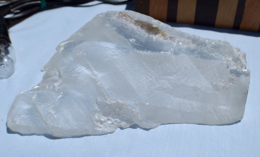 #11,578 Large Clear Selenite in Lighted Stand