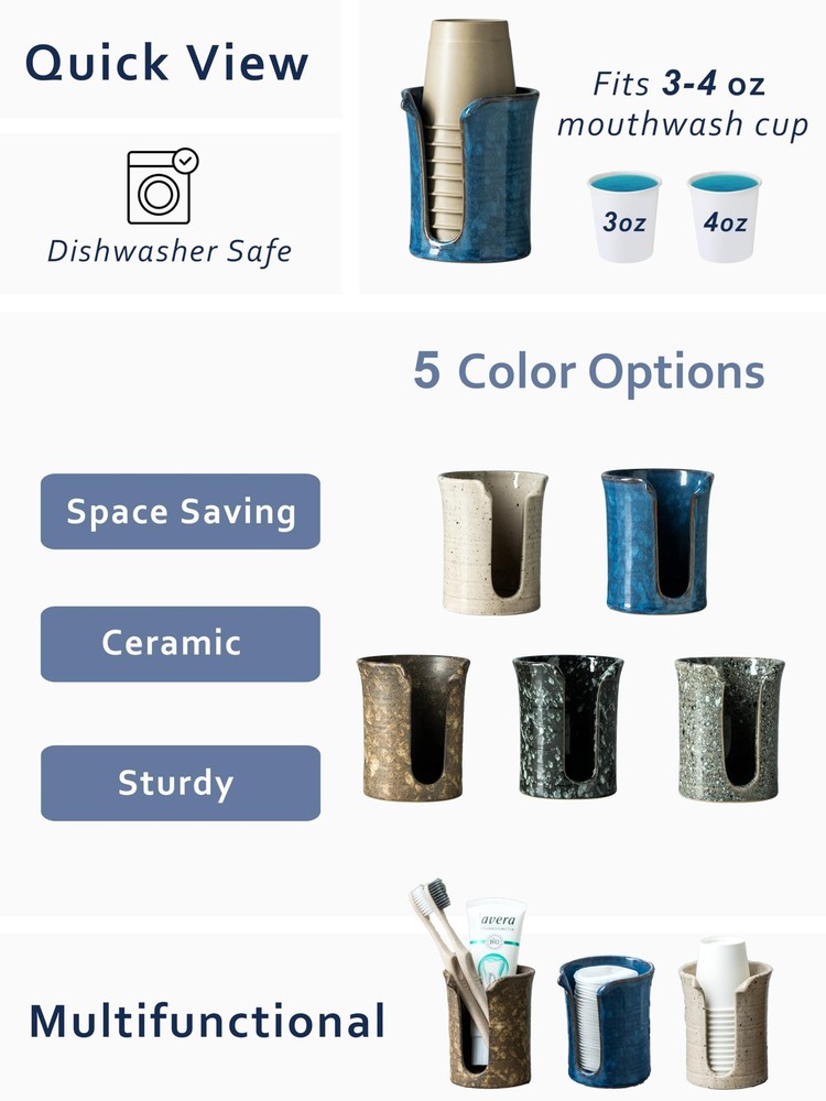 Bathroom Cup Holder, Ceramic Bathroom Cup Dispenser 3 Oz, Small Mouthwash Cup...
