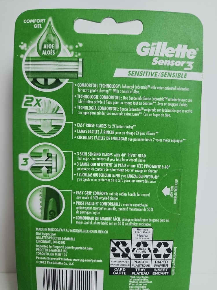 Gillette Sensor3 Men's Disposable Razor - 3 Blade - 3 ct