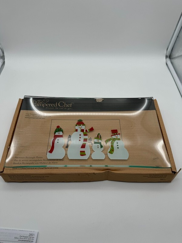 Pampered Chef Snowman Rectangular Platter #2821 New In Box
