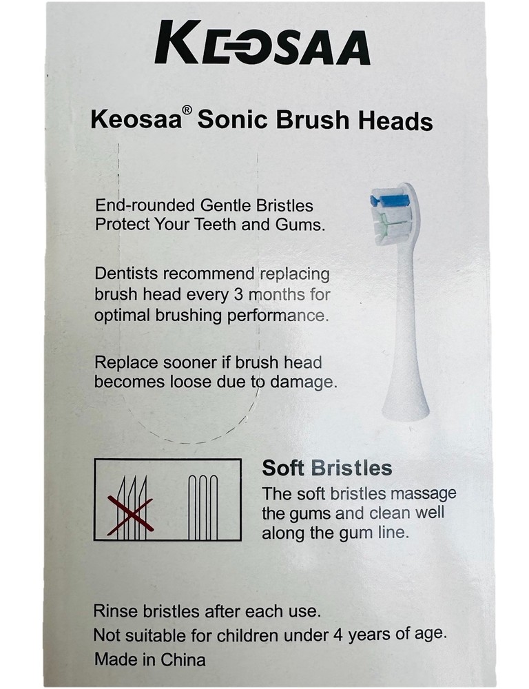 (16pc) KEOSAA Replacement Sonic Brush Heads End-Rounded Gentle Bristles