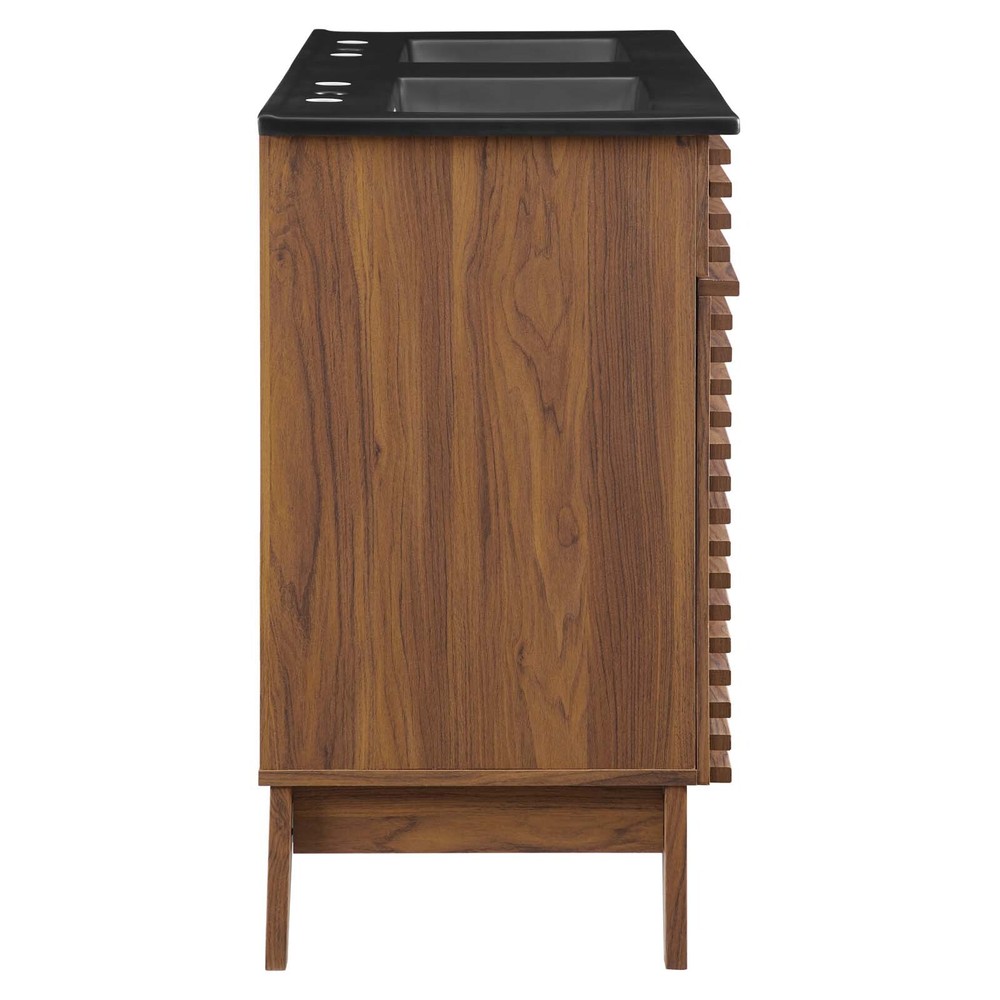 Modway Render 48" Double Bathroom Vanity in Walnut Black