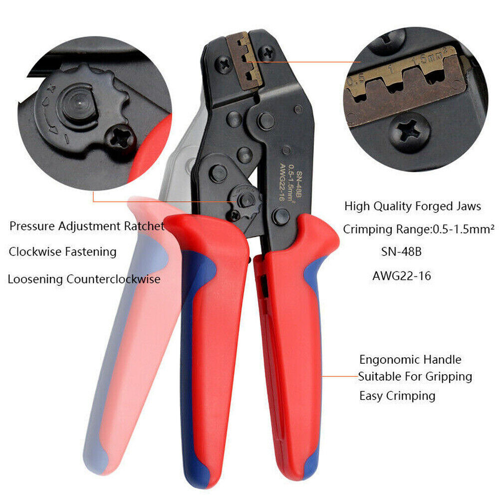 Ratchet Crimping Tool Insulation Electrical Terminal Crimper Plier SN-48B