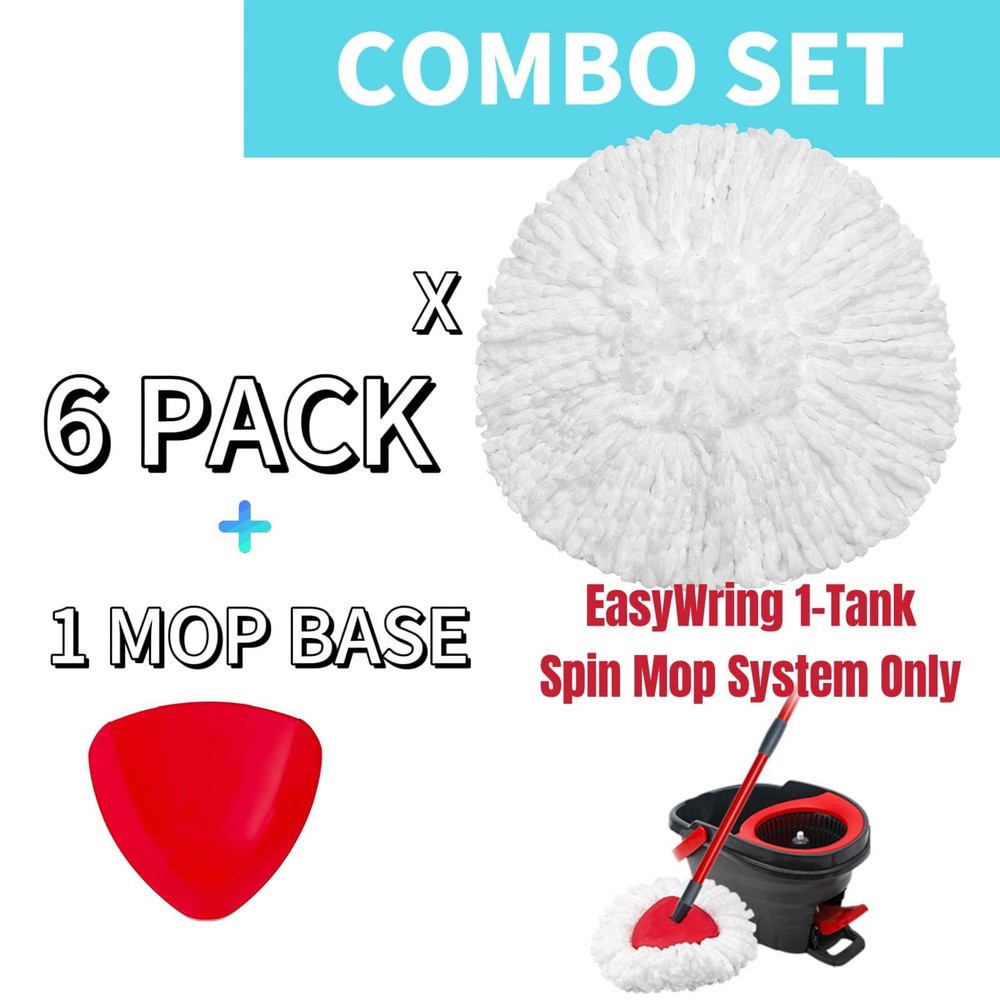 6 Pack Spin Mop Replacements Head Compatible For Easywring 1tank Systemreusable