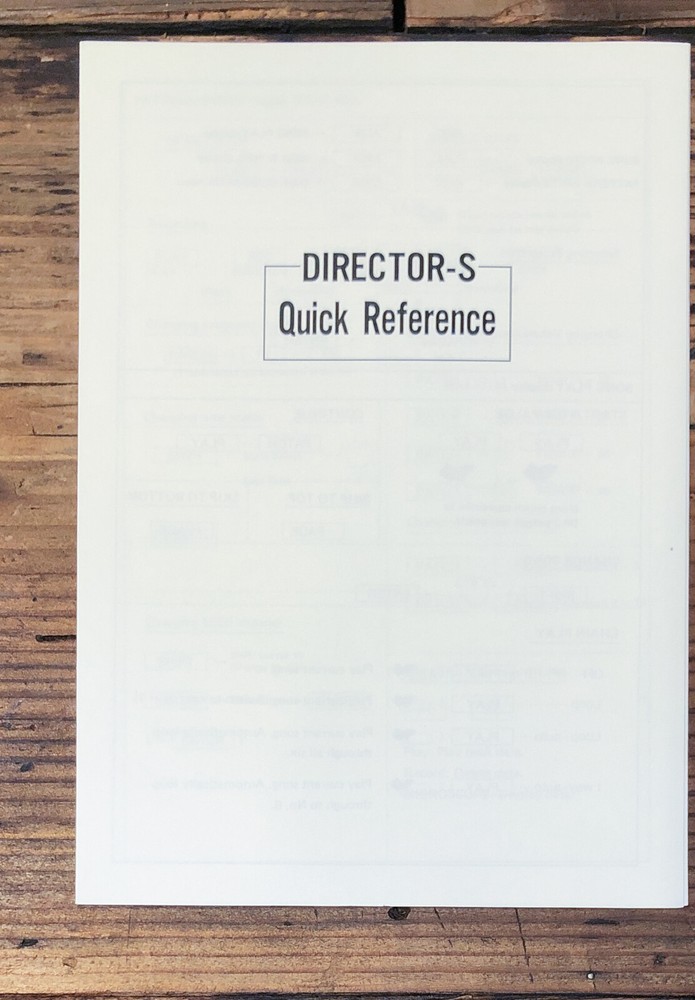 Roland Director-S QUICK REFERENCE  Owner / User Manual *Original*