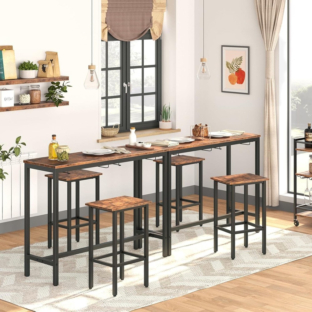 Bar Table Set Pub Tables Bar Height W/ 2 Stools Under Counter Height Table