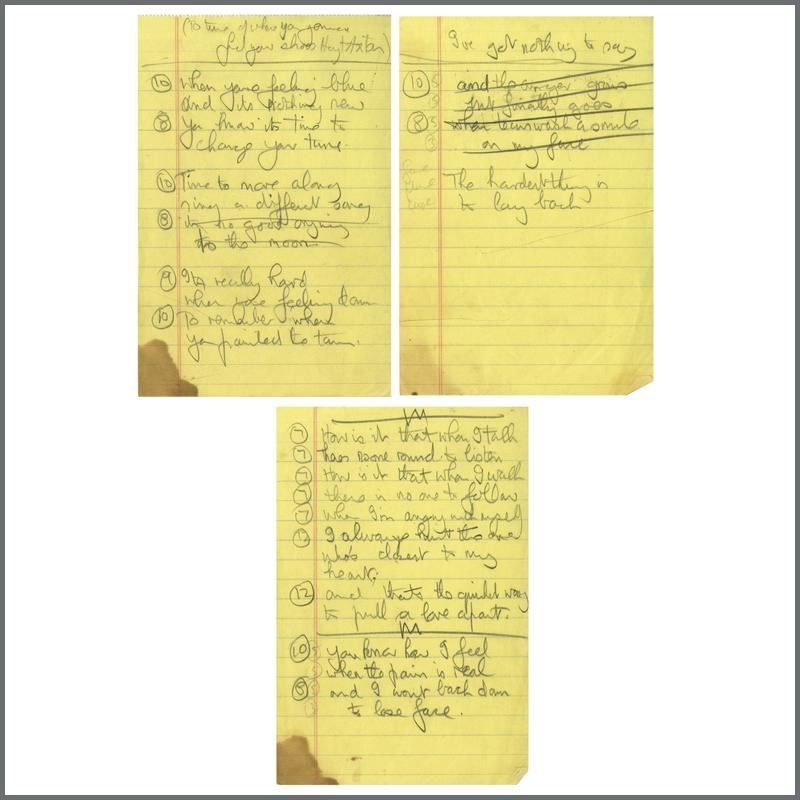 Mal Evans Handwritten Lyrics (UK)
