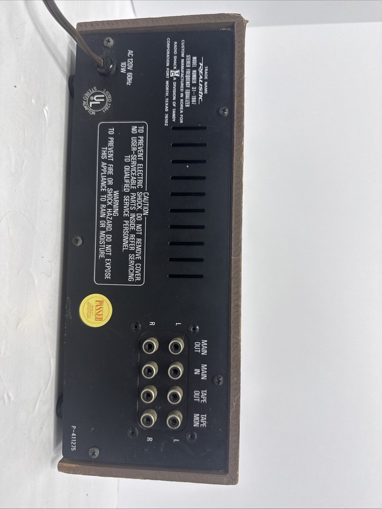 Realistic Stereo Frequency Equalizer 31-1987 Vintage Woodgrain EQ Unit Untested