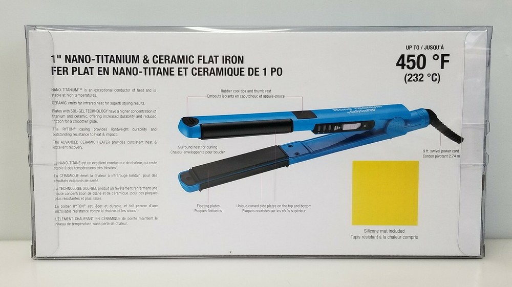 Babyliss Pro Nano Titanium 1" Ceramic 450º Flat Iron BNT2071SPC