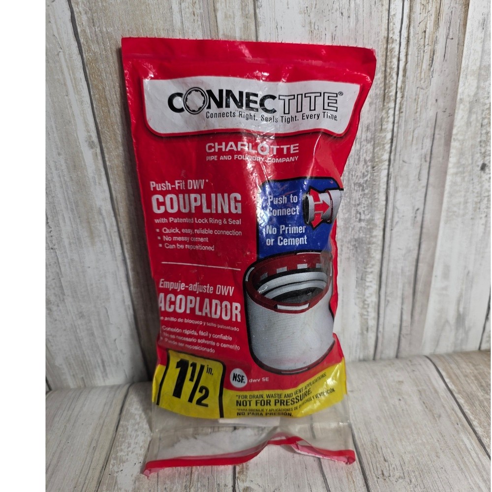 Charlotte Pipe ConnecTite 1-1/2 in Push-Fit DWV Coupling No Cement Required